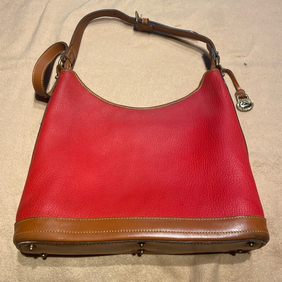 Dooney and Bourke Large Hobo - Red with British Tan - Picture 2 of 11